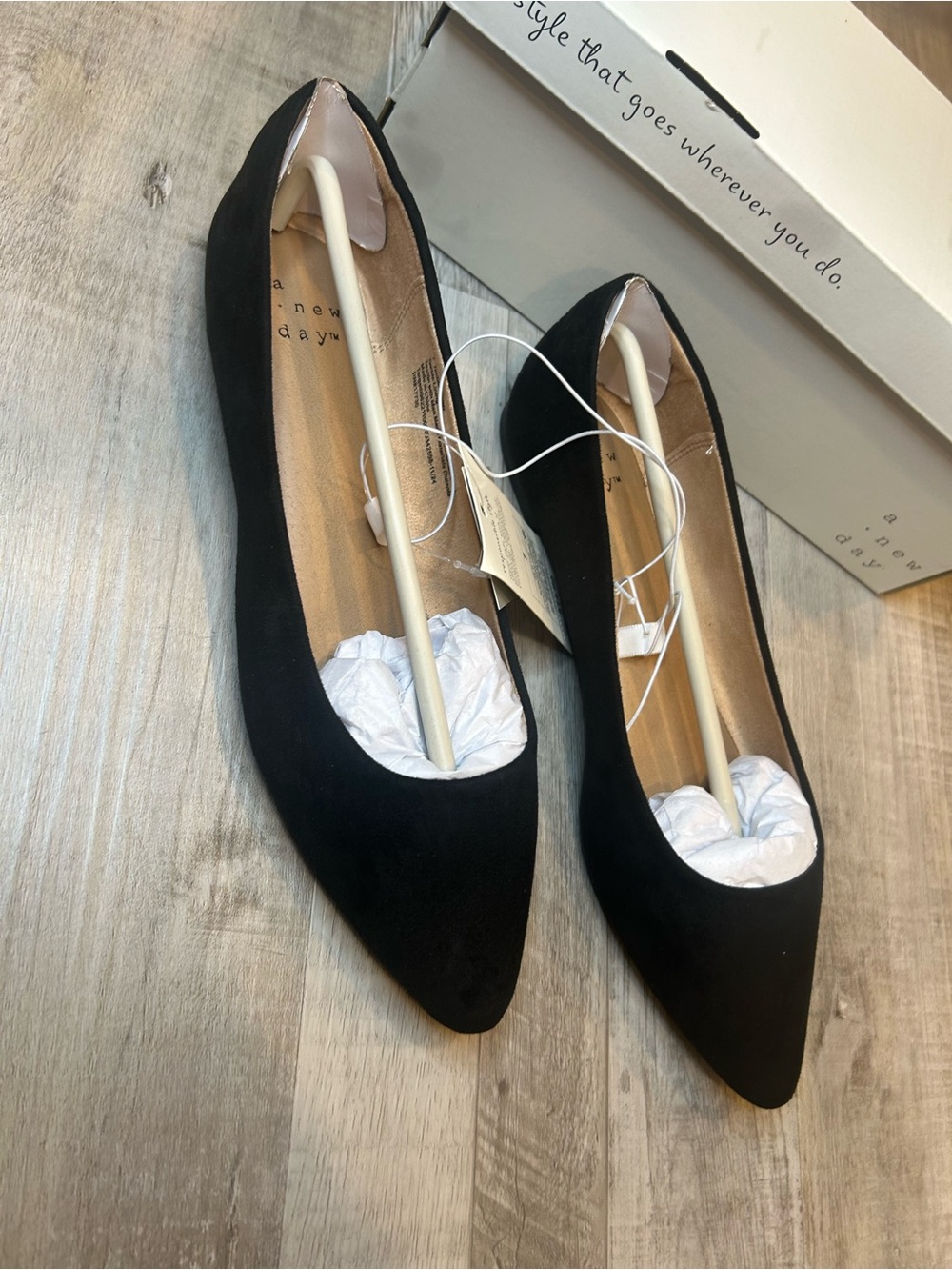 A New Day Black suede Pointed-Toe Women's Flats - Classic Everyday Style